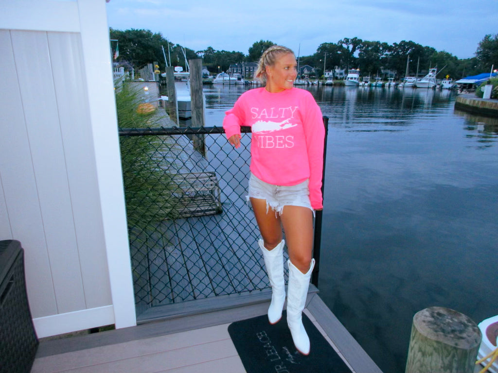 Salty Vibes Sweatshirt- Neon Pink