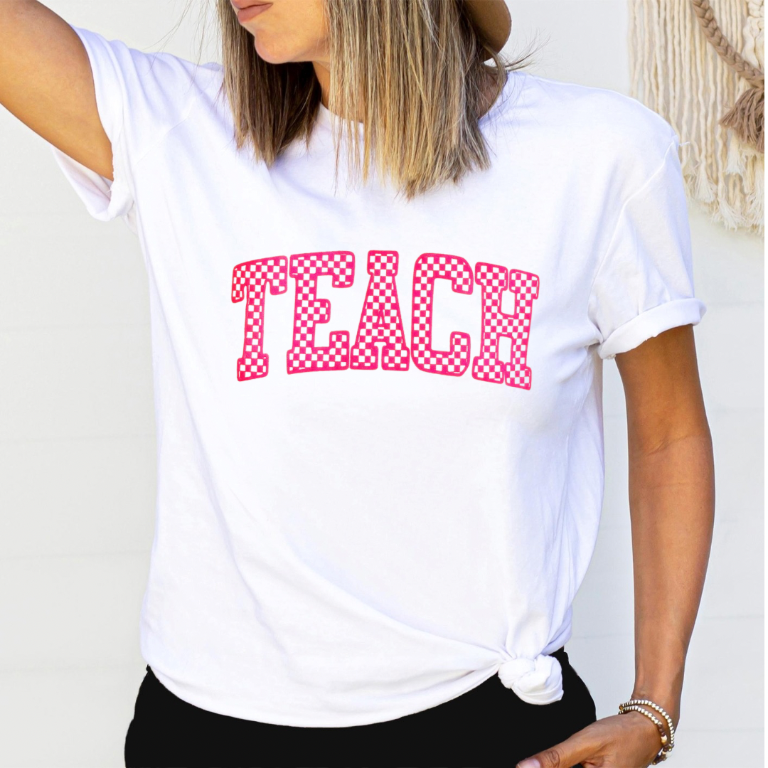 Checkered Teach Relaxed Graphic Tshirt