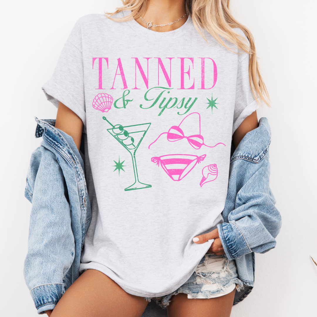 Tanned And Tipsy Relaxed Graphic Tshirt