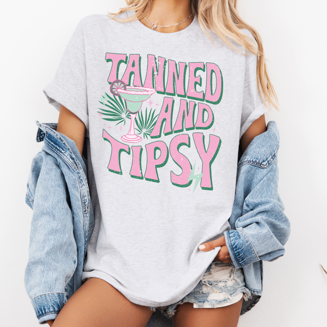 Tanned And Tipsy Relaxed Graphic Tshirt