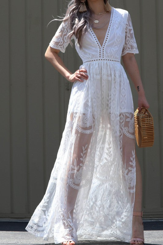 They Say Im A Dreamer White Lace Romper - Suburban Cowgirl