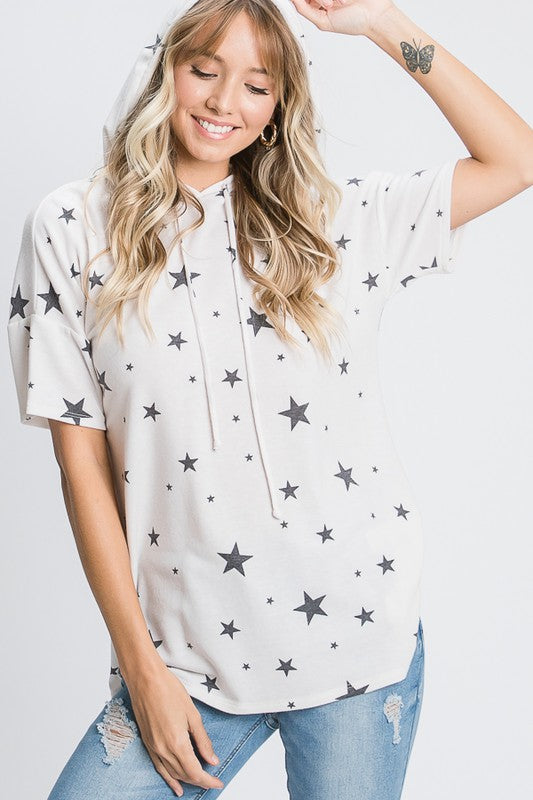 Midnight Star Short Sleeve Hooded Top - Suburban Cowgirl