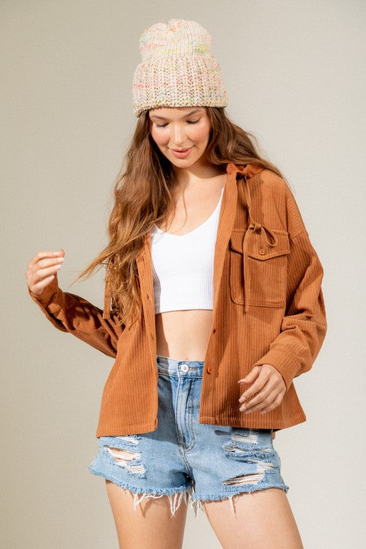 The Brynn Corduroy Hooded Jacket - Trendz Boutique