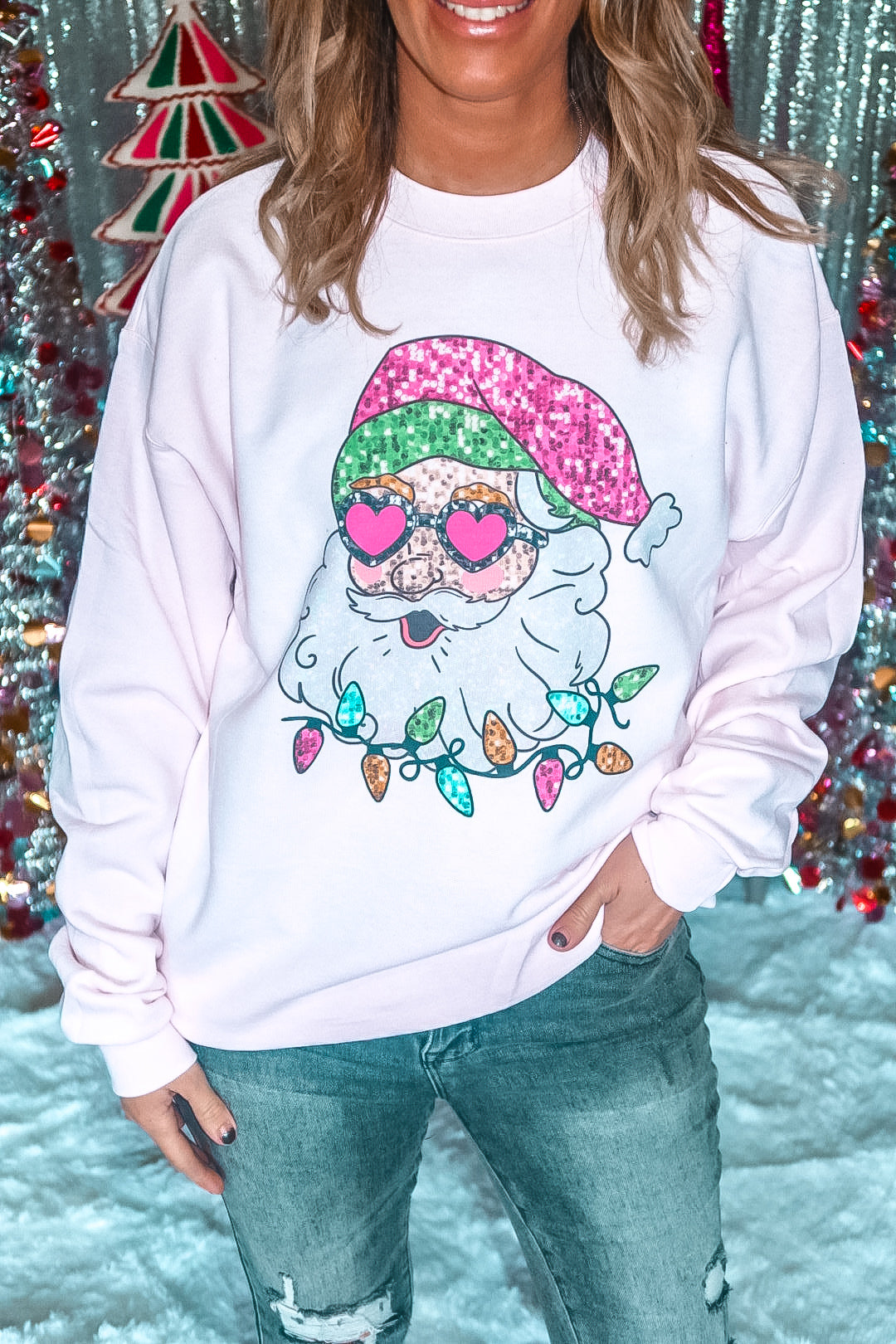 Sparkling Santa Christmas Oversized Sweatshirt