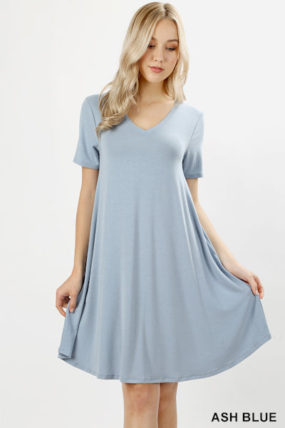 V-Neck Short Sleeve Dress