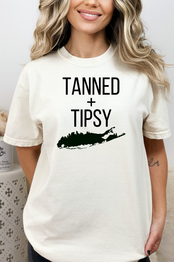 Tanned And Tipsy T-Shirt- Natural - Trendz Boutique