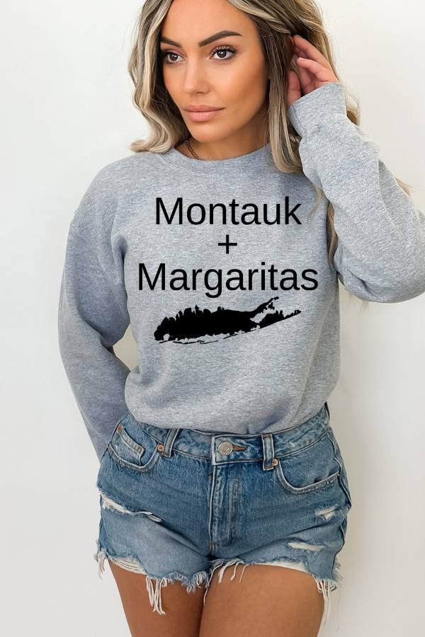 Montauk And Margaritas Heather Gray Sweatshirt - Trendz Boutique