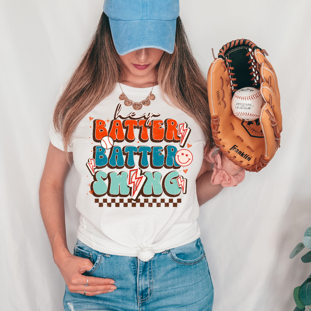 Hey Batter Batter Swing White T-Shirt - Trendz Boutique