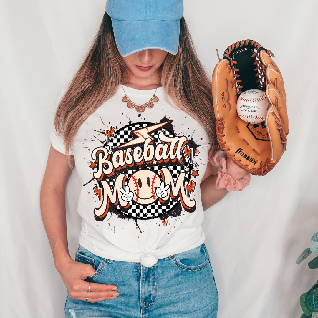 Retro Baseball Mom White T-Shirt - Trendz Boutique