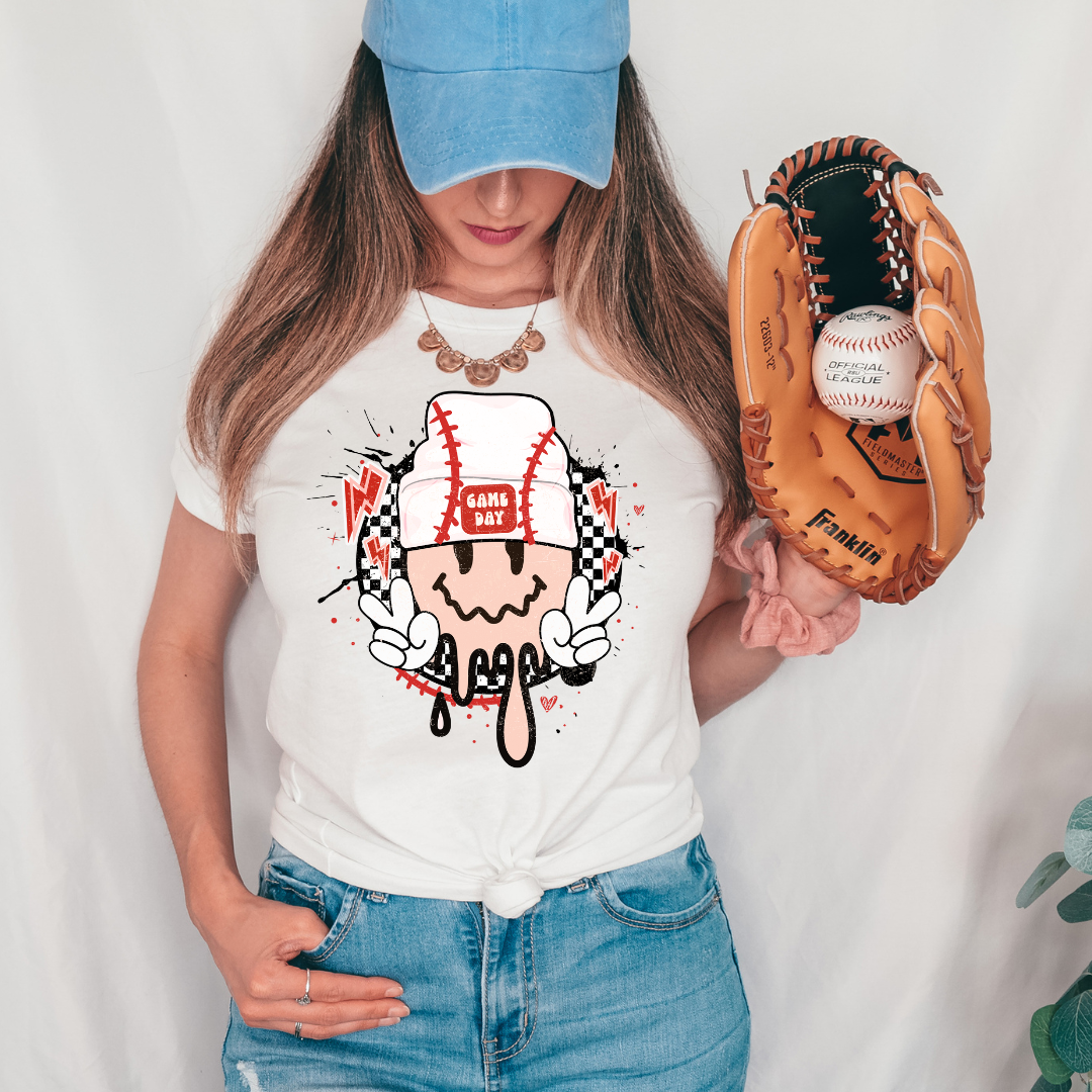 Baseball Game Day Vibin' White T-Shirt - Trendz Boutique