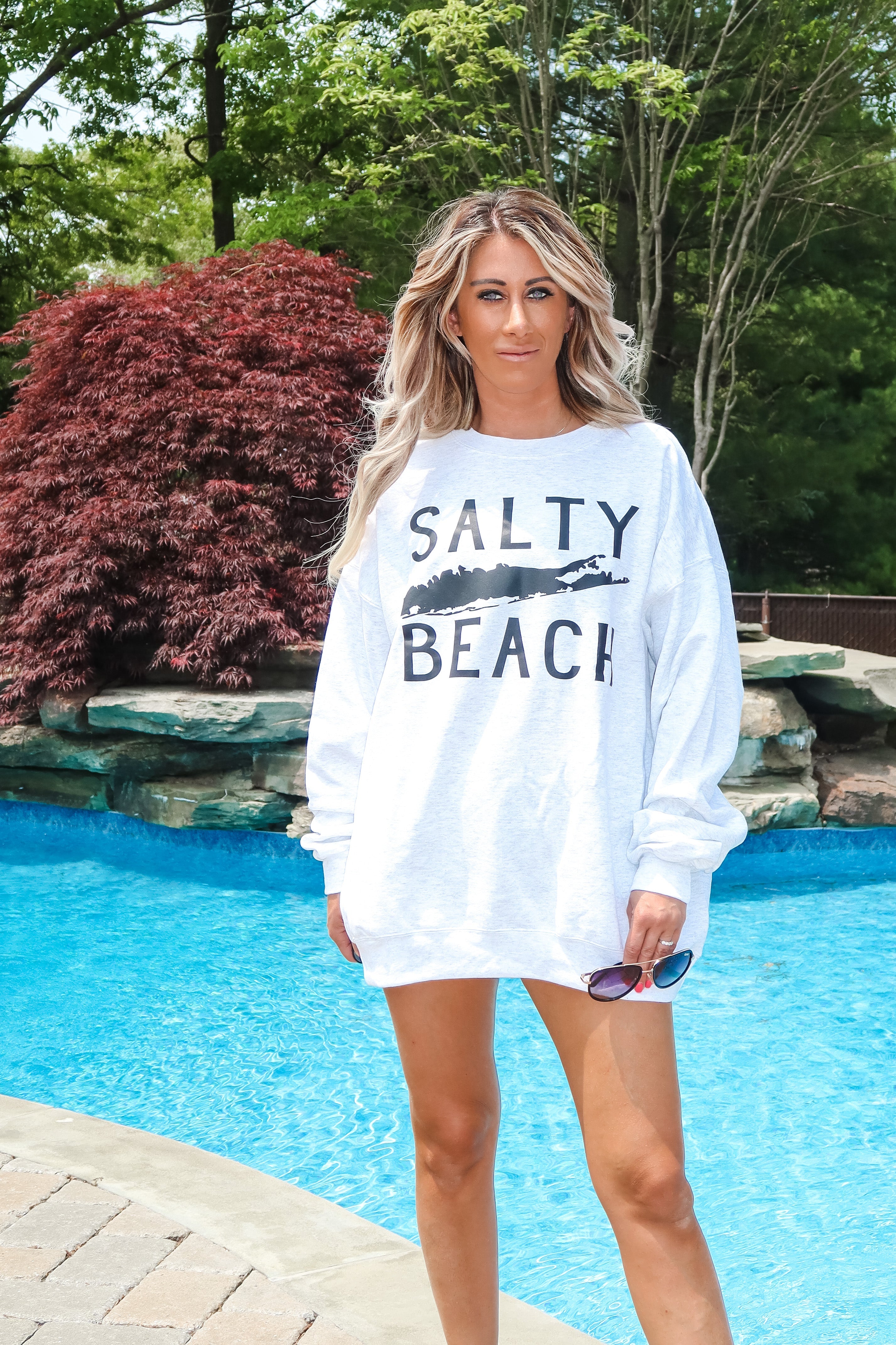 Salty Beach Sweatshirt- White - Trendz Boutique