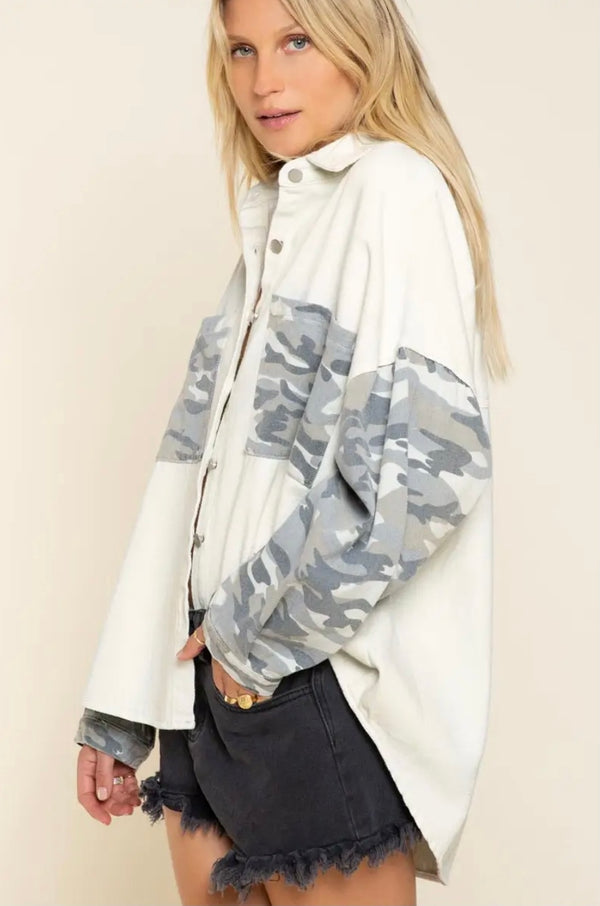 Monica Camo POL Shacket - Trendz Boutique